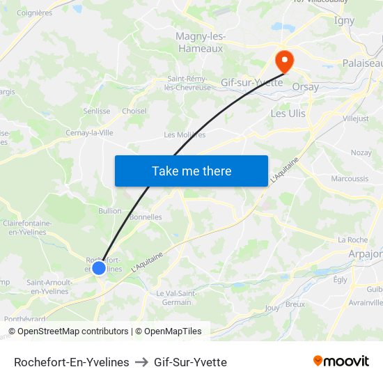 Rochefort-En-Yvelines to Gif-Sur-Yvette map