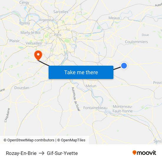 Rozay-En-Brie to Gif-Sur-Yvette map