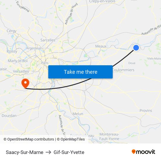Saacy-Sur-Marne to Gif-Sur-Yvette map