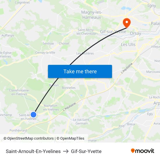 Saint-Arnoult-En-Yvelines to Gif-Sur-Yvette map