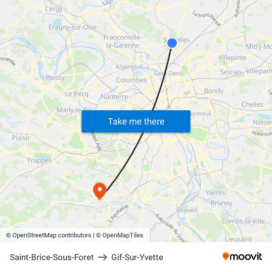 Saint-Brice-Sous-Foret to Gif-Sur-Yvette map