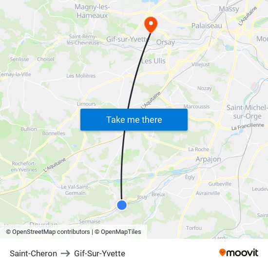 Saint-Cheron to Gif-Sur-Yvette map