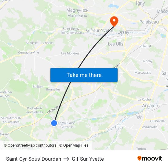 Saint-Cyr-Sous-Dourdan to Gif-Sur-Yvette map