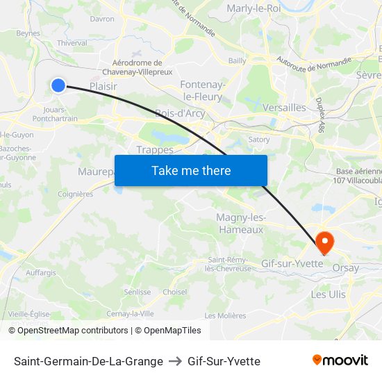 Saint-Germain-De-La-Grange to Gif-Sur-Yvette map