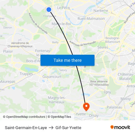 Saint-Germain-En-Laye to Gif-Sur-Yvette map