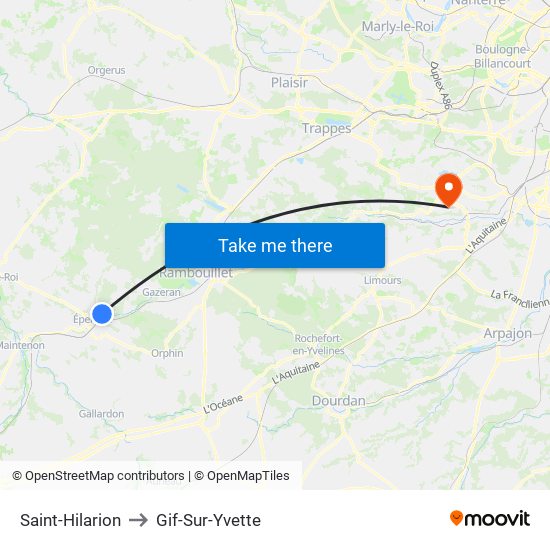 Saint-Hilarion to Gif-Sur-Yvette map