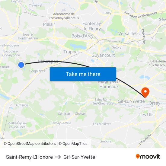 Saint-Remy-L'Honore to Gif-Sur-Yvette map