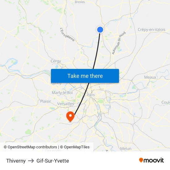 Thiverny to Gif-Sur-Yvette map