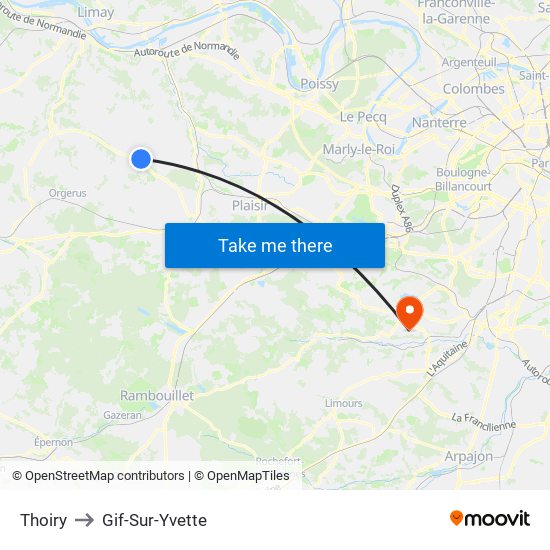 Thoiry to Gif-Sur-Yvette map