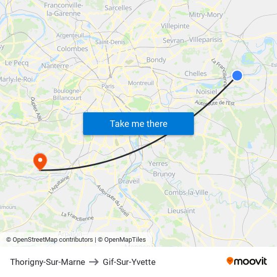 Thorigny-Sur-Marne to Gif-Sur-Yvette map