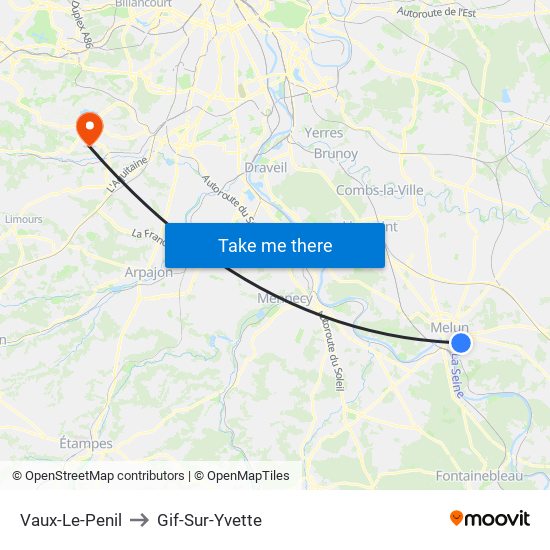 Vaux-Le-Penil to Gif-Sur-Yvette map