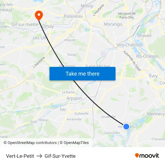 Vert-Le-Petit to Gif-Sur-Yvette map