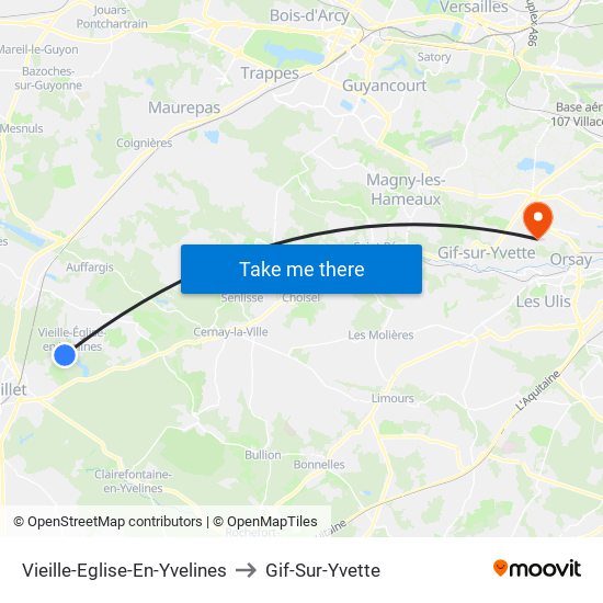 Vieille-Eglise-En-Yvelines to Gif-Sur-Yvette map