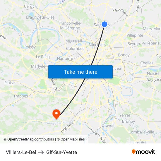 Villiers-Le-Bel to Gif-Sur-Yvette map
