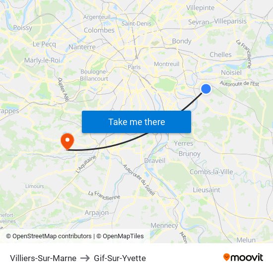 Villiers-Sur-Marne to Gif-Sur-Yvette map