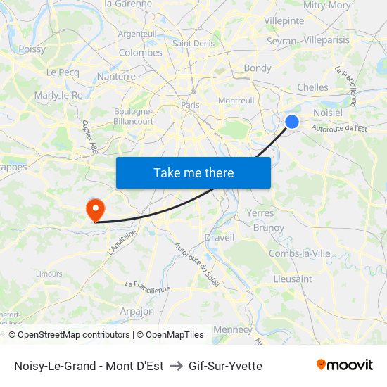 Noisy-Le-Grand - Mont D'Est to Gif-Sur-Yvette map