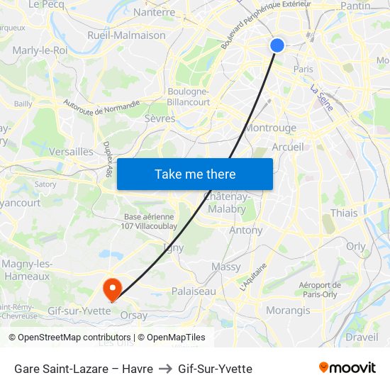 Gare Saint-Lazare – Havre to Gif-Sur-Yvette map