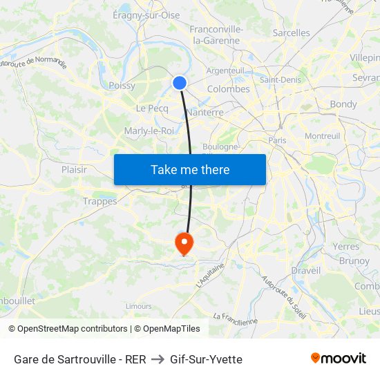 Gare de Sartrouville - RER to Gif-Sur-Yvette map