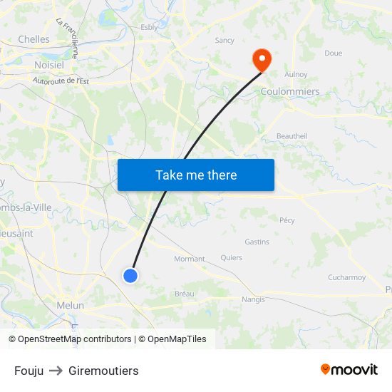 Fouju to Giremoutiers map