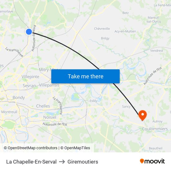 La Chapelle-En-Serval to Giremoutiers map