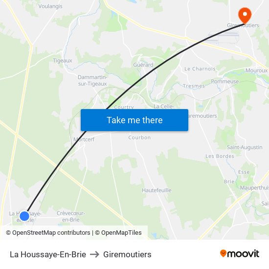 La Houssaye-En-Brie to Giremoutiers map