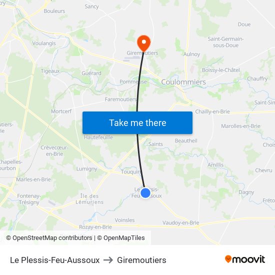Le Plessis-Feu-Aussoux to Giremoutiers map