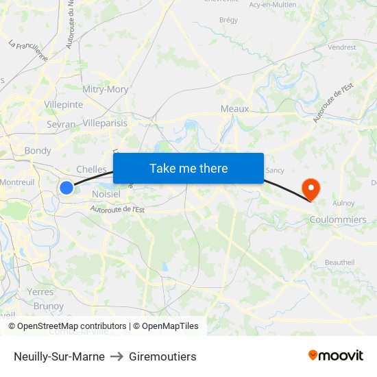 Neuilly-Sur-Marne to Giremoutiers map