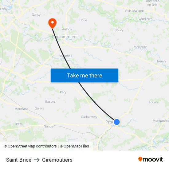 Saint-Brice to Giremoutiers map