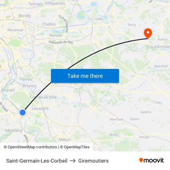Saint-Germain-Les-Corbeil to Giremoutiers map