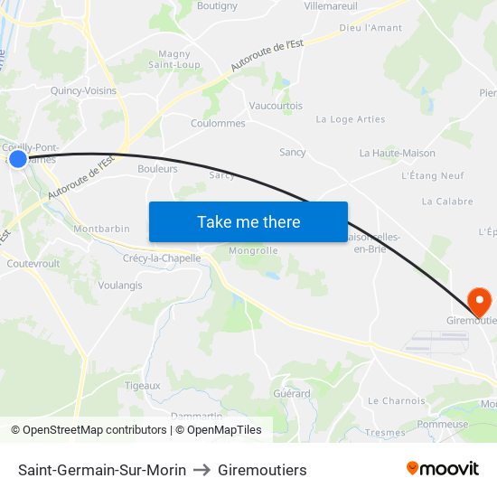 Saint-Germain-Sur-Morin to Giremoutiers map