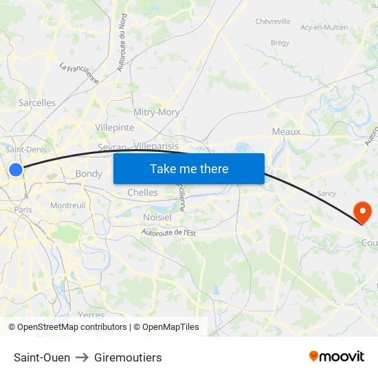 Saint-Ouen to Giremoutiers map