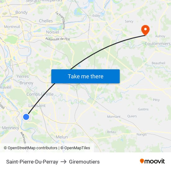 Saint-Pierre-Du-Perray to Giremoutiers map