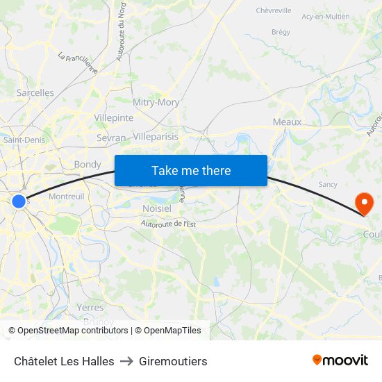 Châtelet Les Halles to Giremoutiers map