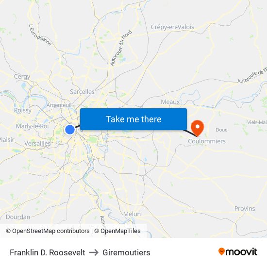 Franklin D. Roosevelt to Giremoutiers map