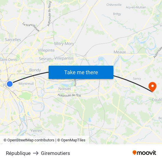 République to Giremoutiers map