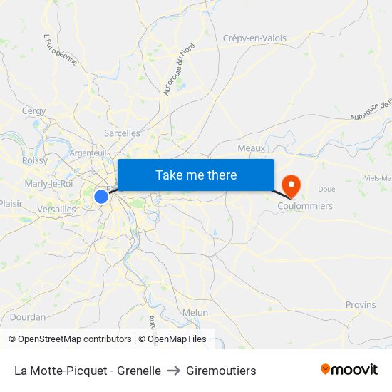 La Motte-Picquet - Grenelle to Giremoutiers map