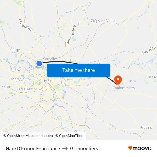 Gare D'Ermont-Eaubonne to Giremoutiers map