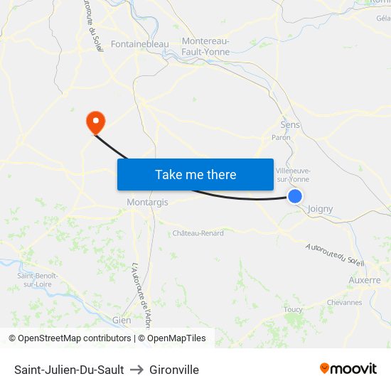 Saint-Julien-Du-Sault to Gironville map