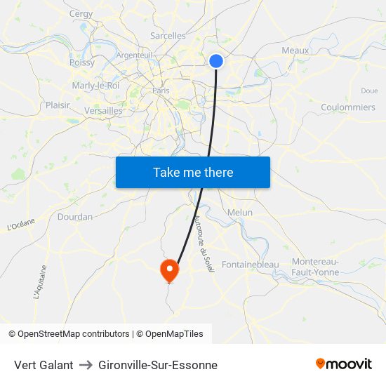 Vert Galant to Gironville-Sur-Essonne map