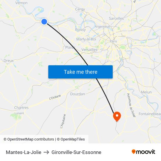 Mantes-La-Jolie to Gironville-Sur-Essonne map