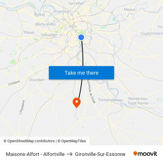 Maisons-Alfort - Alfortville to Gironville-Sur-Essonne map
