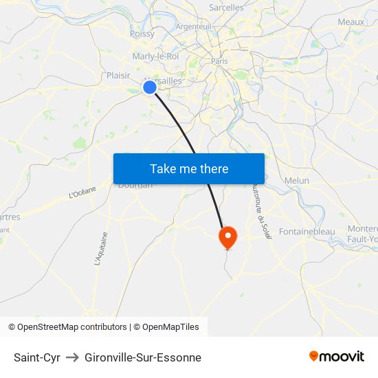 Saint-Cyr to Gironville-Sur-Essonne map