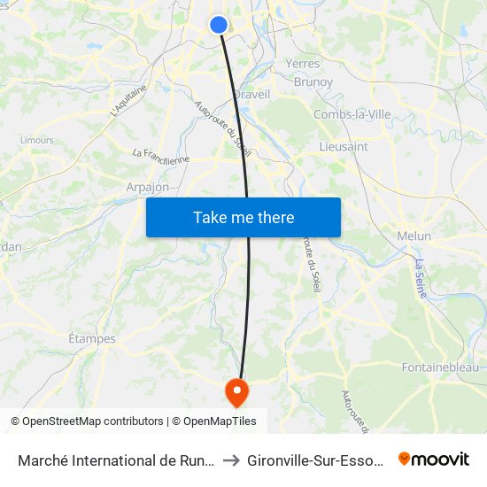 Marché International de Rungis to Gironville-Sur-Essonne map