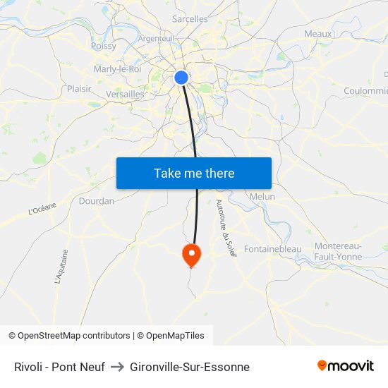Rivoli - Pont Neuf to Gironville-Sur-Essonne map