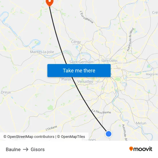 Baulne to Gisors map