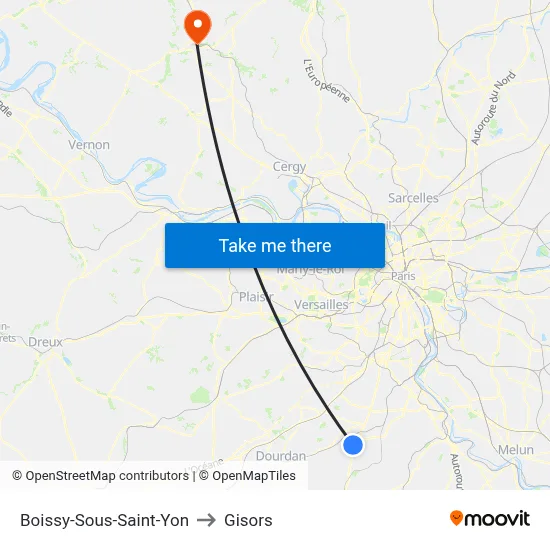 Boissy-Sous-Saint-Yon to Gisors map