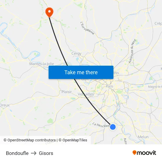 Bondoufle to Gisors map