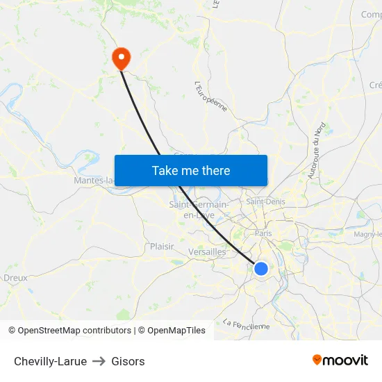 Chevilly-Larue to Gisors map