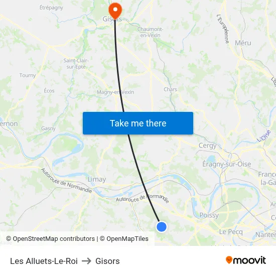 Les Alluets-Le-Roi to Gisors map