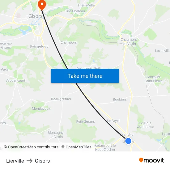Lierville to Gisors map